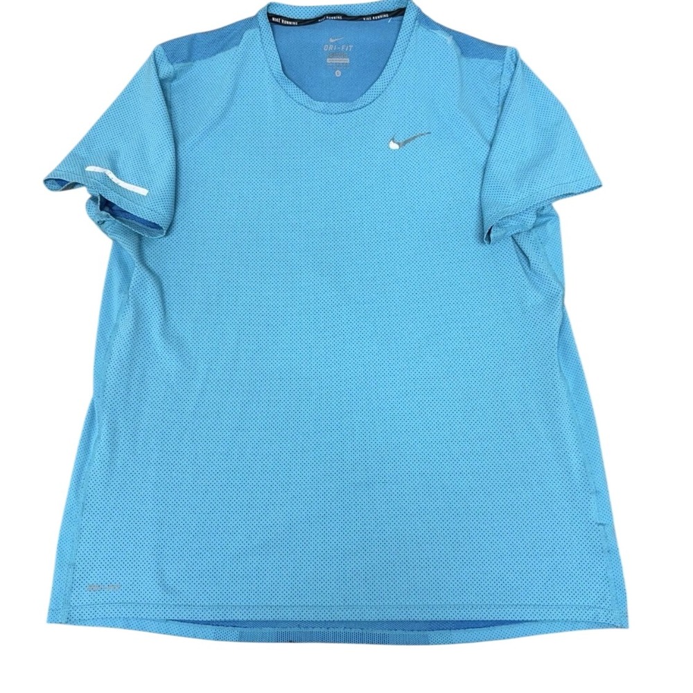 Nike Running Dri-FIT Men's Large Blue Mesh Reflective Short Sleeve Shirt L